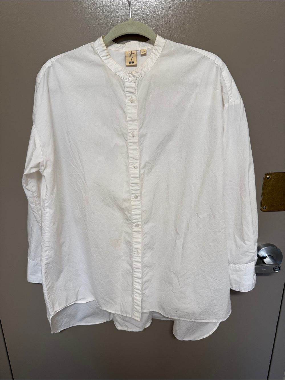 Uniqlo White Cotton Shirt. Sz. Large. Oversized. Button Down.
